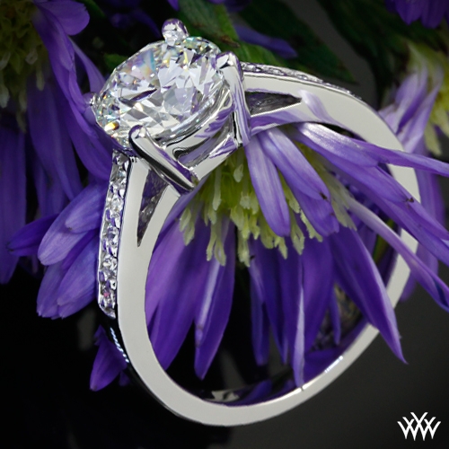 Rounded Open Cathedral Diamond Engagement Ring 30701