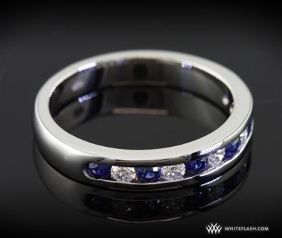 Sapphire and Diamond Channel Set Weddign Ring