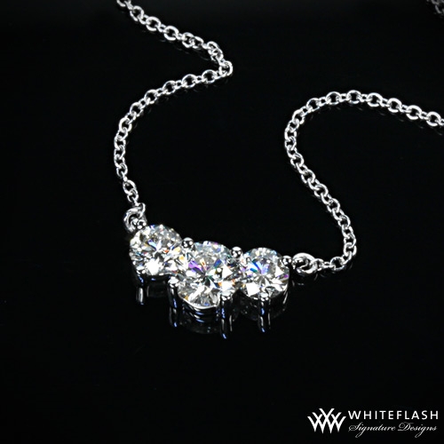 exquisite design of tandem 3 stone diamond pendant | 14805