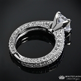 3 Sided Pave Diamond Engagement Ring