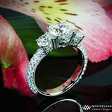 3 Stone Pave Diamond Engagement Ring