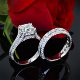 Asscher Diamond Engagement Ring Set