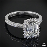 Custom Emerald Halo Diamond Engagement Ring
