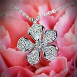 Four Leaf Flower Diamond Pendant