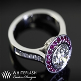 Full Bezel Ruby and Diamond Halo Engagement Ring