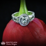 Halo Engraved Diamond Engagement Ring