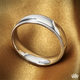 Mens Comfort Fit Wedding Ring with Milgrain
