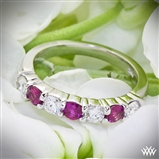 Seven Stone Shared Prong Diamond and Ruby Wedding Band