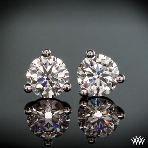 3 Prong Martini Diamond Earrings