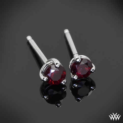 3 Prong Martini Ruby Earrings