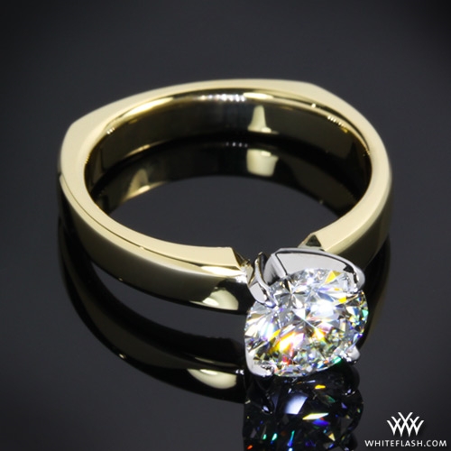 Yellow Gold 4 Prong Tiffany Euro Shank Solitaire