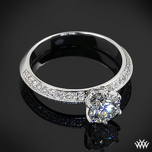 Knife-Edge Pave Diamond Engagement Ring