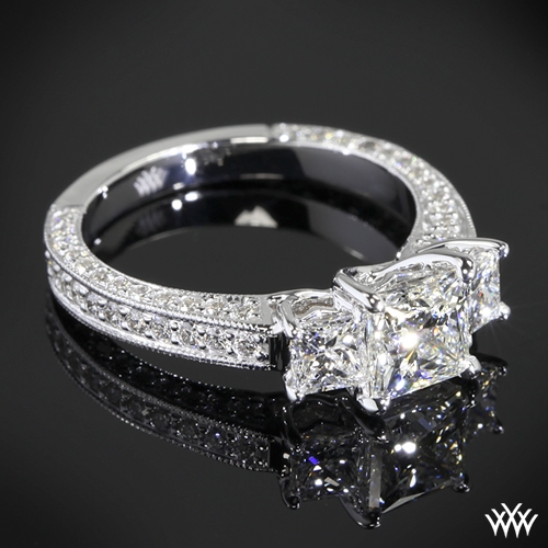 3 Stone Coeur de Clara Ashely Diamond Engagement Ring for Princess Cut ...