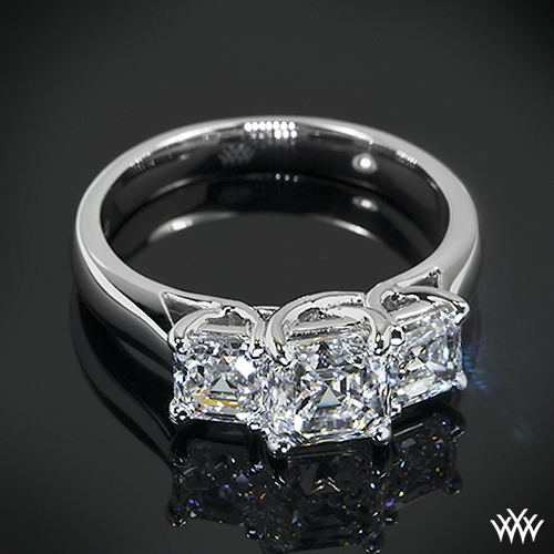 3 Stone Trellis Diamond Engagement Ring