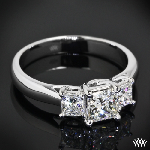 Customized 3 Stone Trellis Diamond Engagement Ring