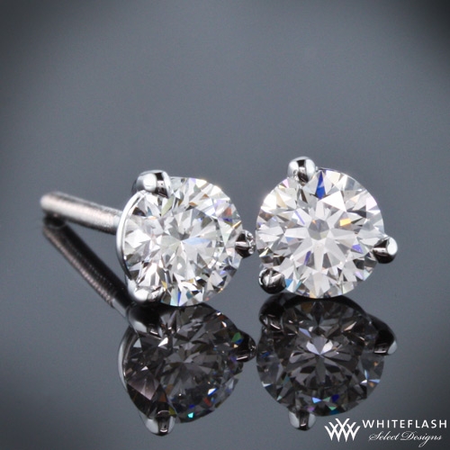 3 Prong Martini Diamond Studs