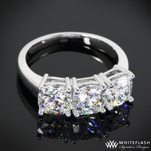 Three Stone Cushion Diamond Engagement Ring