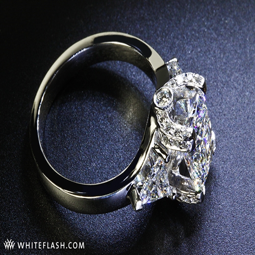 3 Stone Radiant Pave Diamond Engagement Ring
