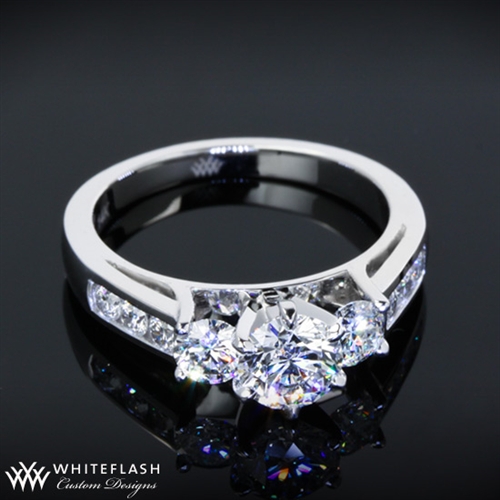 Three Stone Round Brilliant Channel Set Engagement Ring