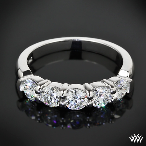 5 Stone Shared-Prong Diamond Wedding Band