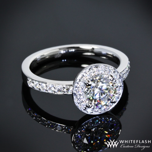 Bead Set Halo Engagement Ring