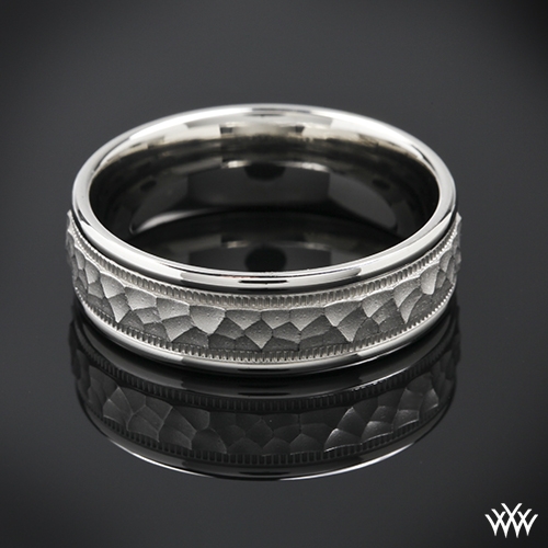 Hammered Milgrain Wedding Ring by Benchmark