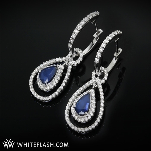 Blue Sapphire and Diamond Drop Earrings