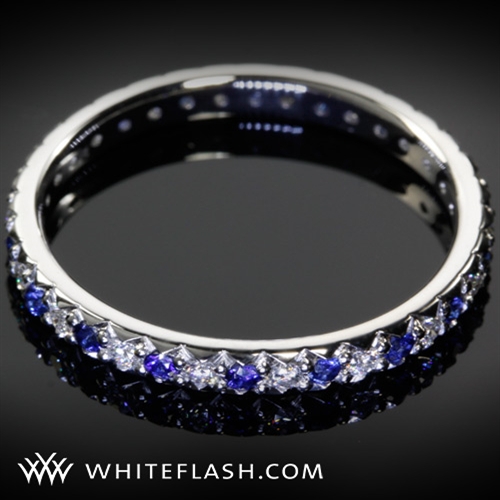 Blue Sapphire and Diamond Pave Band