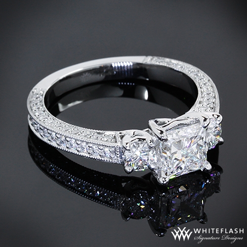 "Coeur de Clara Ashley" 3 Stone Diamond Engagement Ring