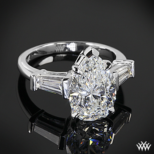 Custom Pear and Baguette Diamond Engagement Ring