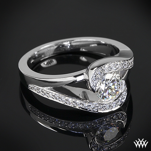 Custom Half Bezel Diamond Engagement Ring