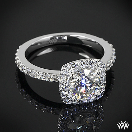 Custom Cushion Halo Diamond Engagement Ring