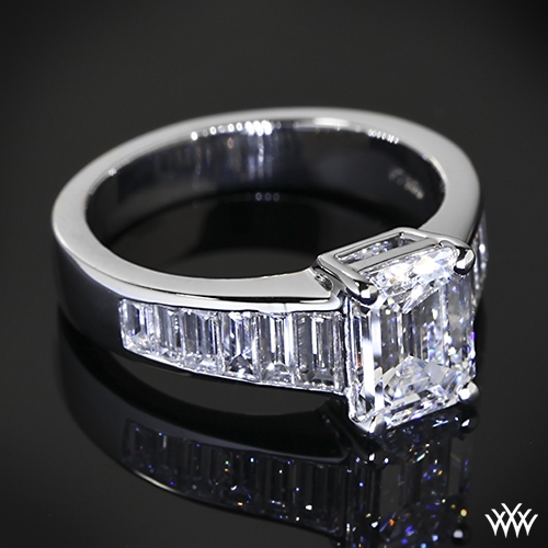 Custom Emerald and Baguette Diamond Engagement Ring