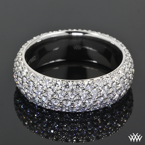 Custom 4 Row Rounded Pave Diamond Wedding Band