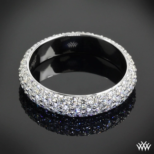 Custom 3 Row Pave Diamond Wedding Ring