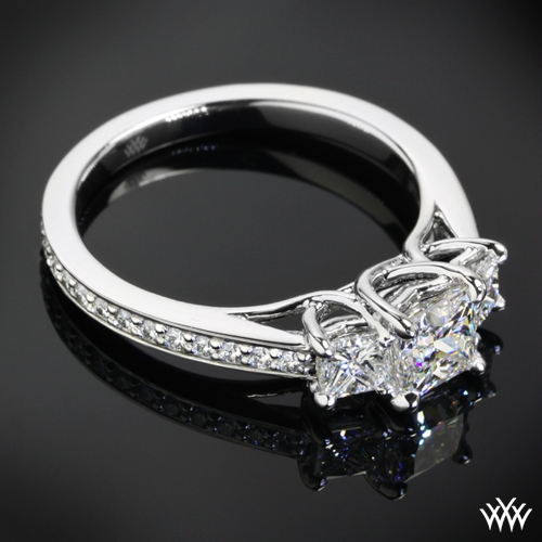 Custom Princess 3 Stone Diamond Engagement Ring