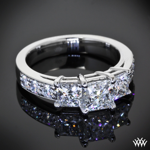 Custom 3 Stone Princess Diamond Engagement Ring