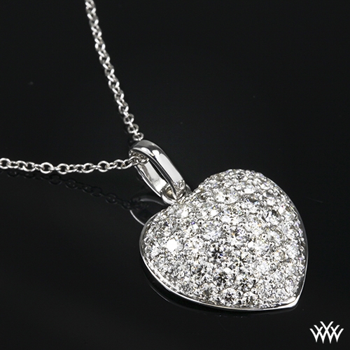 Domed Heart Pave Diamond Pendant