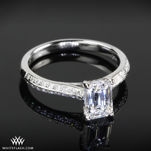 Emerald Diamond in Double Pave Engagement Ring