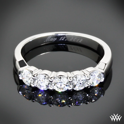 Five Stone Shared-Prong Diamond Wedding Ring