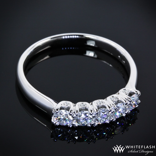 5 Stone Surprise U-Prong Diamond Wedding Ring