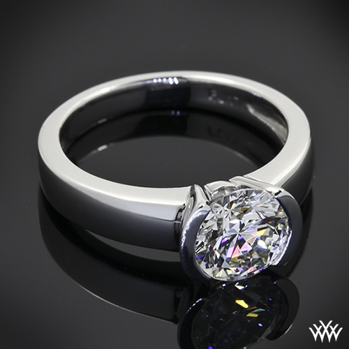 Keystone Half-Bezel Solitaire Engagement Ring