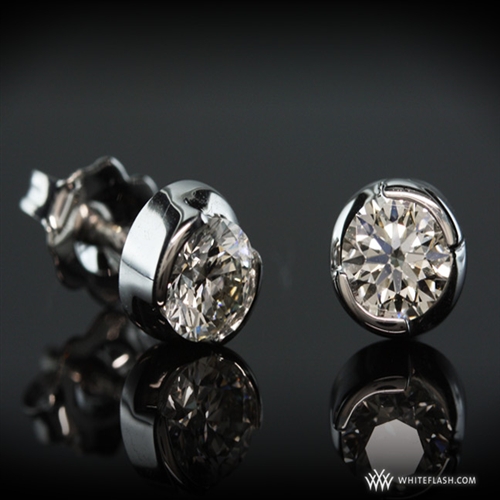 Half Bezel Diamond Studs