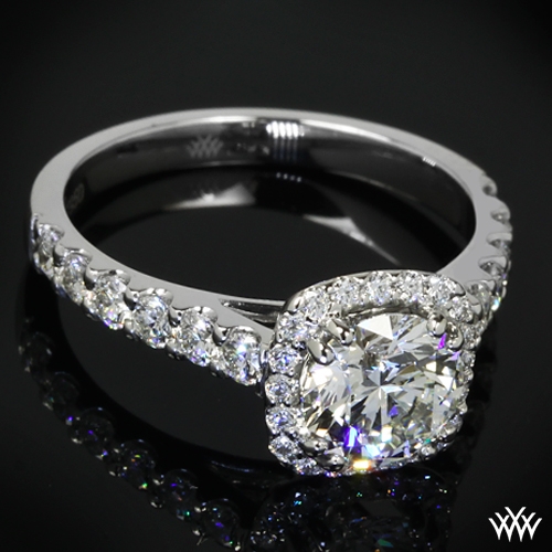 Custom 4 Prong Halo Diamond Engagement Ring