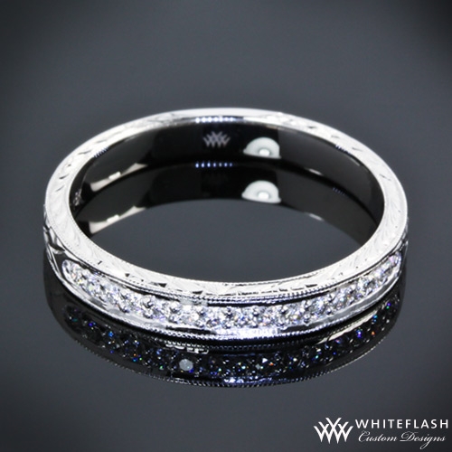 Hand Engraved Diamond Wedding Band