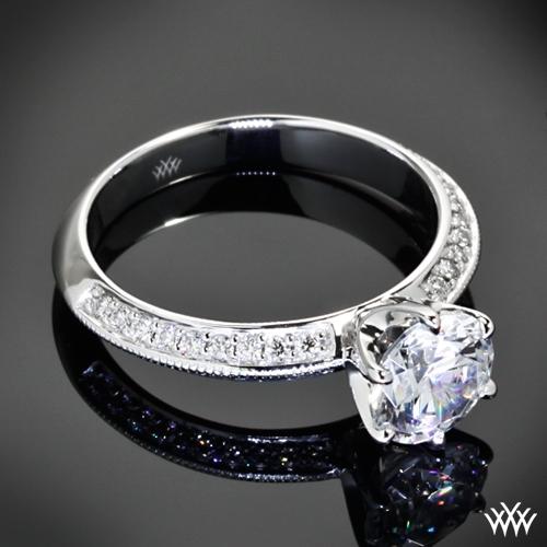 Knife-Edge Pave Diamond Engagement Ring