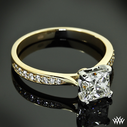 Legato Sleek Line Pave Diamond Engagement Ring