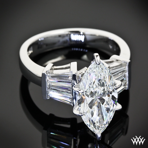 Marquise and Baguette Diamond Engagement Ring