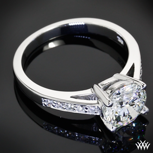 Rounded Open Cathedral Diamond Engagement Ring