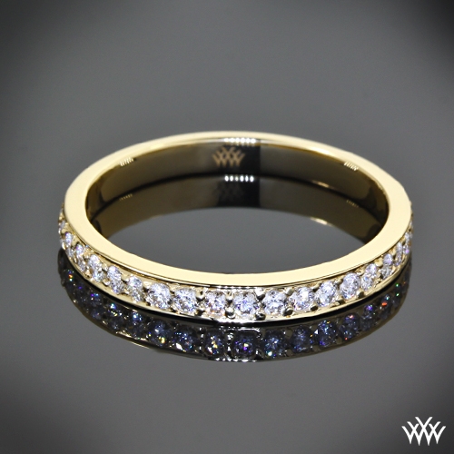 Legato Sleek Line Pave Diamond Wedding Band